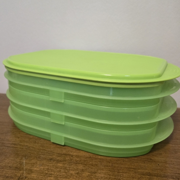 Tupperware Green Stackable Deli Meat/cheese Containers - Picture 2 of 3